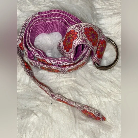 Floral Embroidered Belt - Purple/Pink and Red - Picture 5 of 13